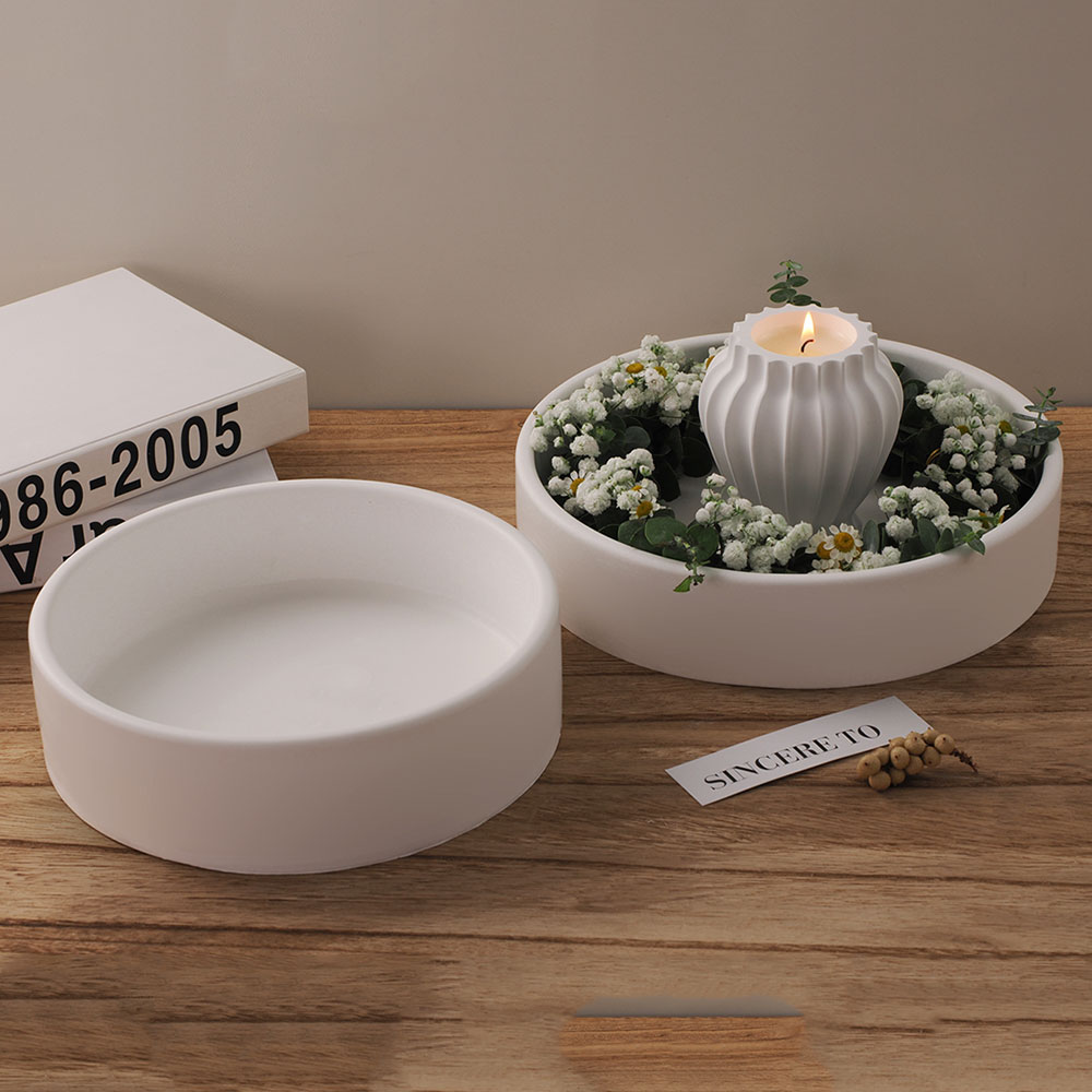Coaster Mold Round - Large Capacity Cement Candle Bowl Silicone