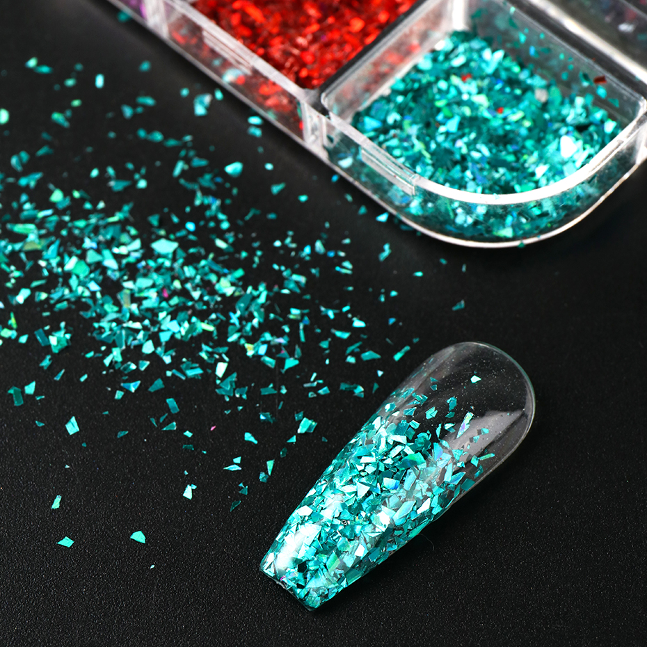 12 Grids Irregular Flakes Nail - Gold Foil Flakes incelemesi ve fiyatı