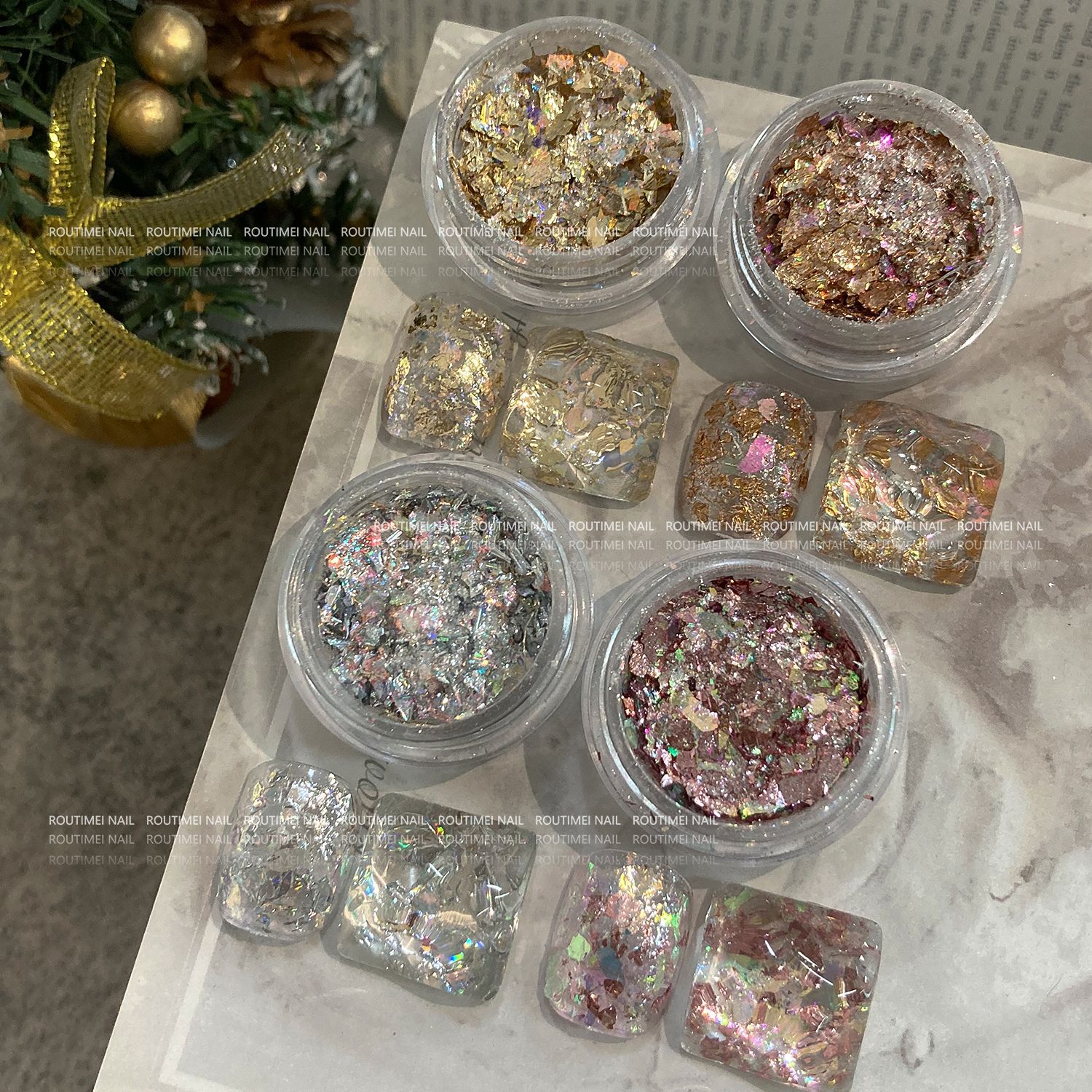 4pcs/Set 3D Rose Gold Silver C - Gold Foil Flakes incelemesi ve fiyatı