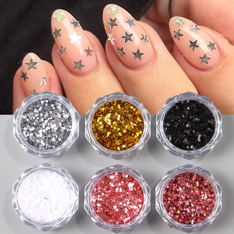 6pcs Y2K Tiny Star Nail Art Fl - Gold Foil Flakes incelemesi ve fiyatı