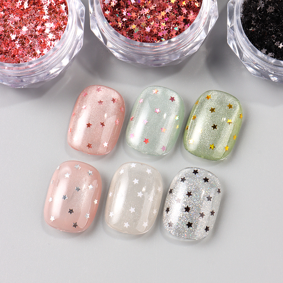 6pcs Y2K Tiny Star Nail Art Fl - Gold Foil Flakes incelemesi ve fiyatı