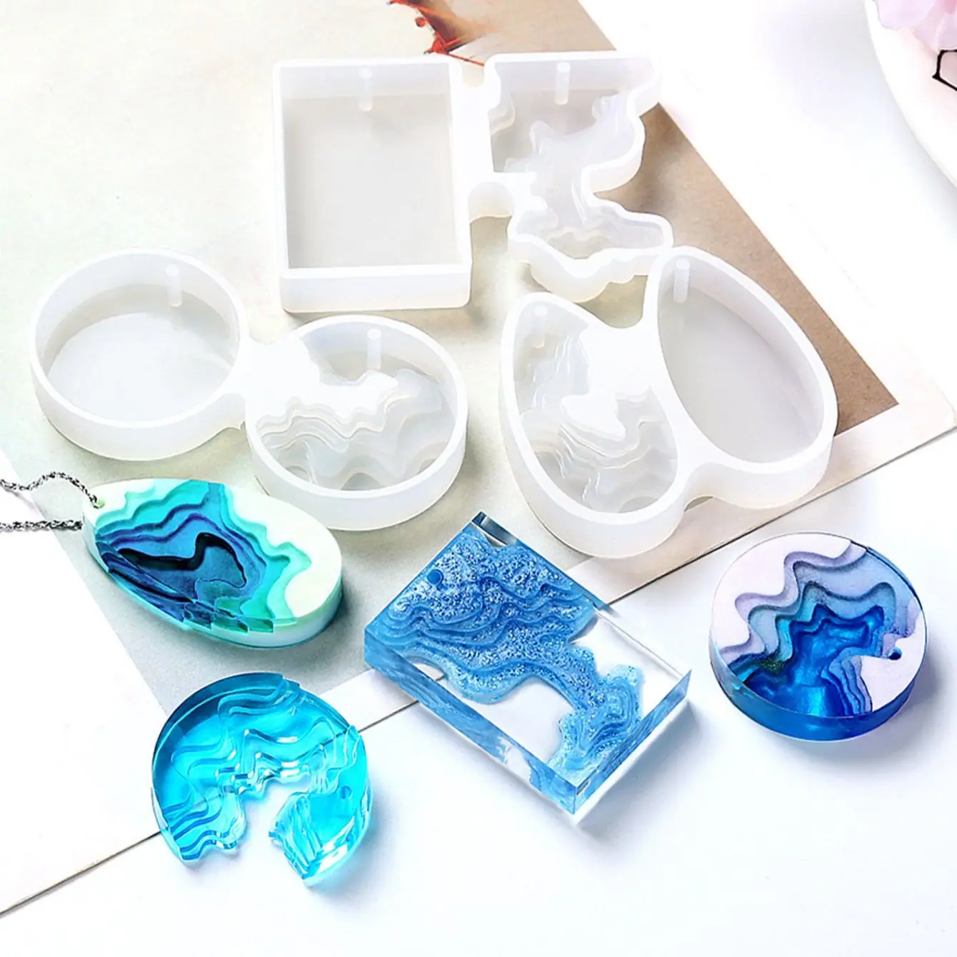 Round Water Drop Handmade DIY  - Resin Ocean Wave Mold incelemesi ve fiyatı