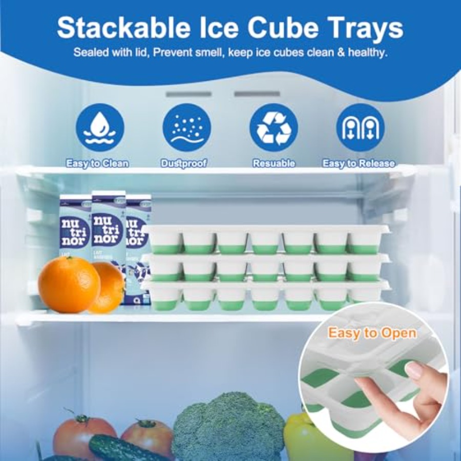 Ice Cube Tray with Lid, 3 Pack - Silicone Mold Tray incelemesi ve fiyatı