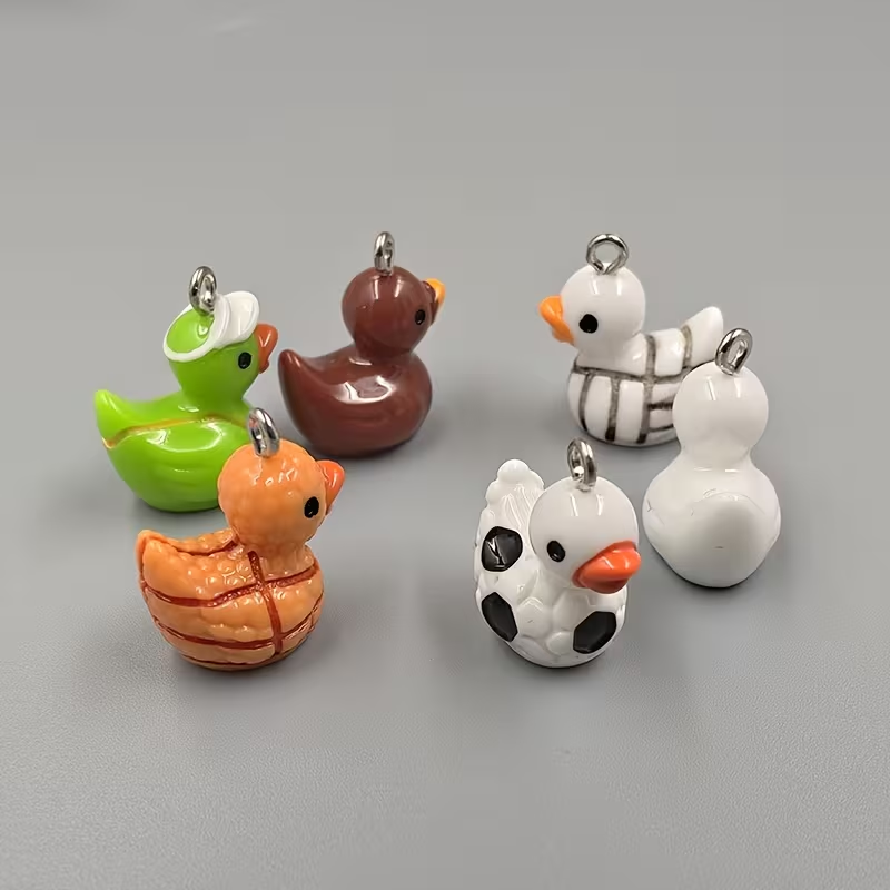 10pcs Cute Sports Duck Charms, - Resin Crafts Diy incelemesi ve fiyatı