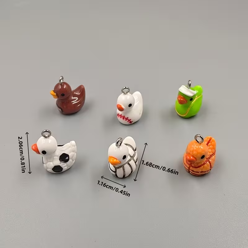 10pcs Cute Sports Duck Charms, - Resin Crafts Diy incelemesi ve fiyatı