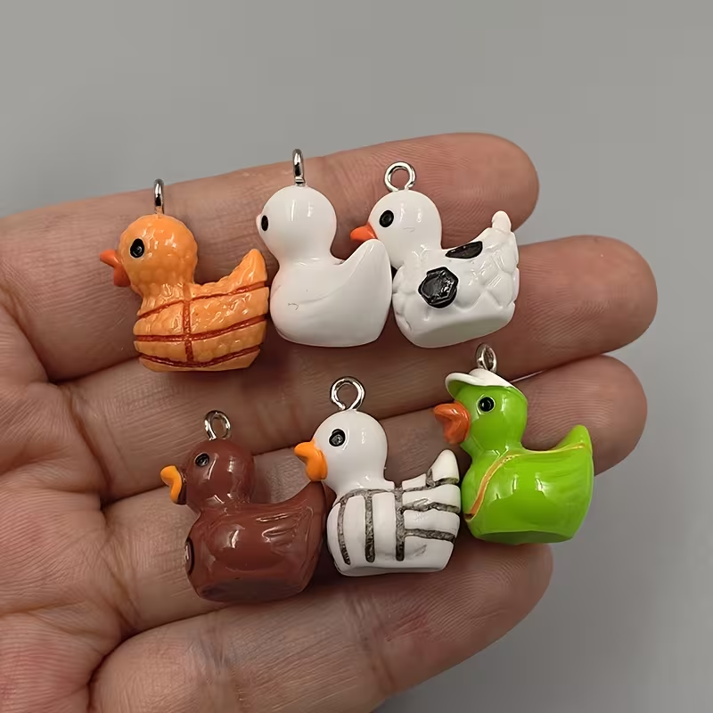 10pcs Cute Sports Duck Charms, - Resin Crafts Diy incelemesi ve fiyatı