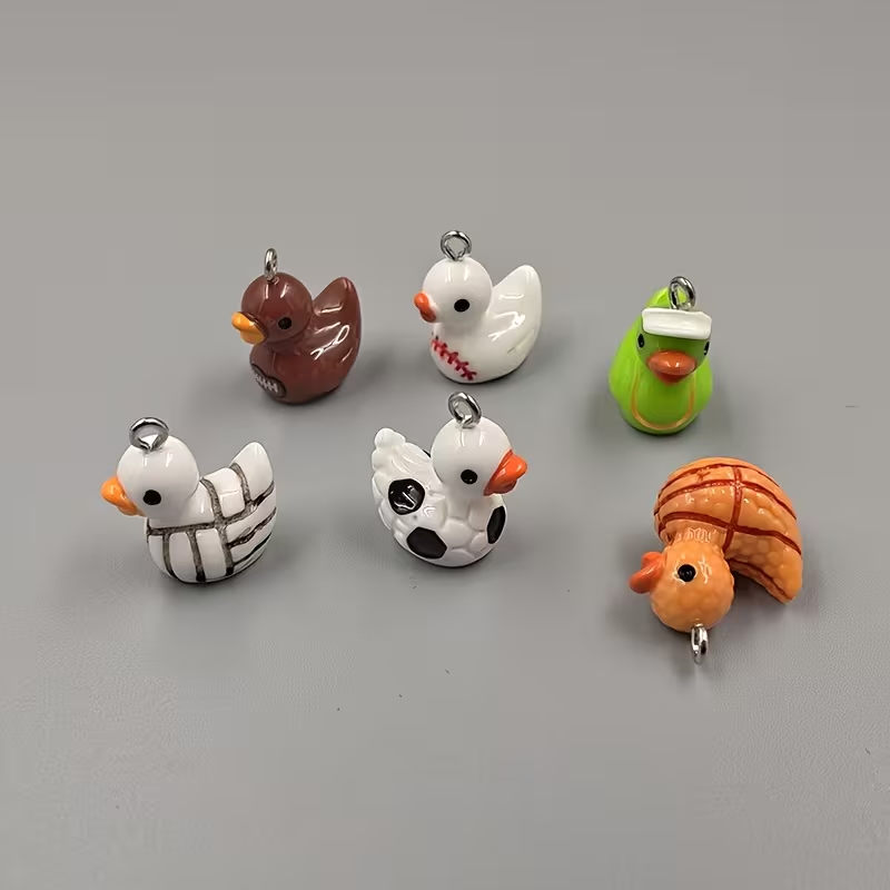 10pcs Cute Sports Duck Charms, - Resin Crafts Diy incelemesi ve fiyatı