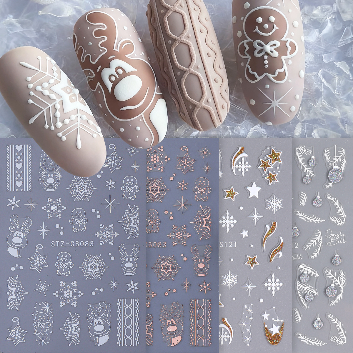 4pcs Winter Cartoon Christmas  - Gold Foil Flakes incelemesi ve fiyatı