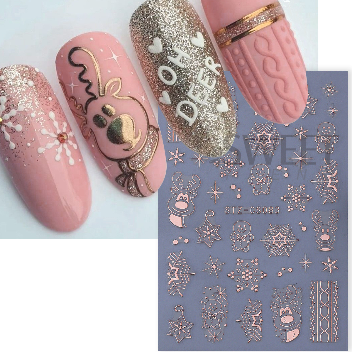 4pcs Winter Cartoon Christmas  - Gold Foil Flakes incelemesi ve fiyatı